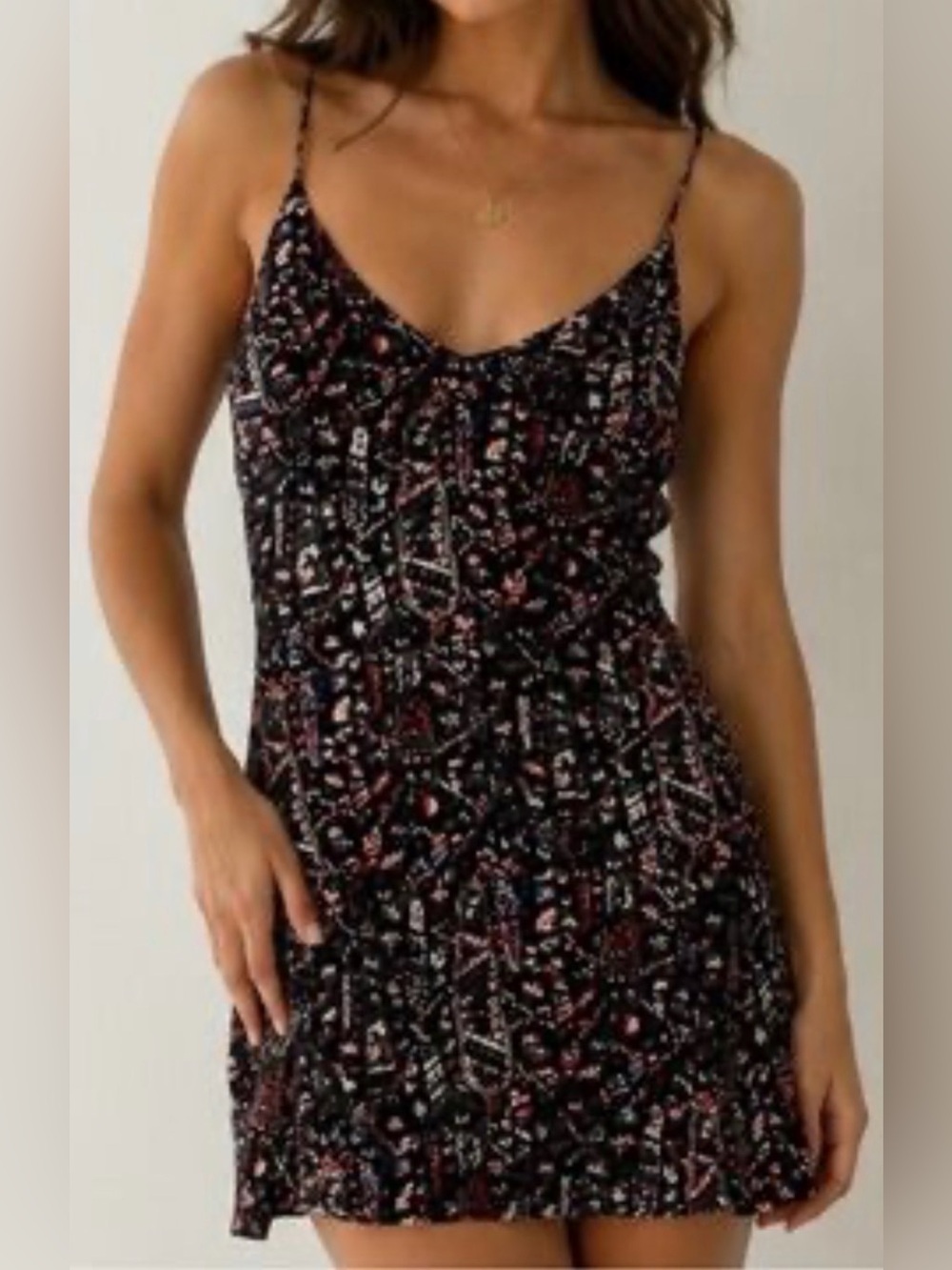 Aritzia Wilfred Free Boho Floral Spaghetti Strap Mini Dress Size Small